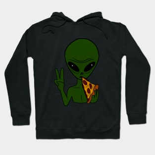 Funny Alien Eating Pizza Halloween Gift Hoodie